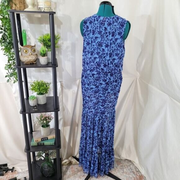 Misa Los Angeles Ava Blue Dress in Goa Floral Mesh - Size‎ Large - Picture 5 of 10